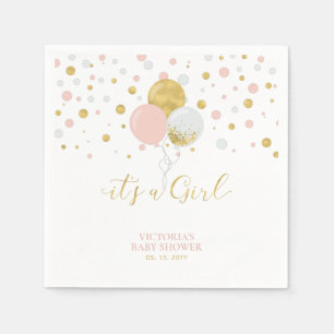 Serviette En Papier Serviettes pour Baby Shower Fille Or & Rose