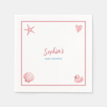 Serviettes pour Baby Shower Fille Rose Bébé Fille