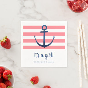 Serviette En Papier Serviettes pour Baby Shower fille rose marine