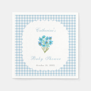 Serviette En Papier Serviettes pour Baby Shower Fleurs Bleues Aquarell
