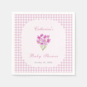 Serviette En Papier Serviettes pour Baby Shower Fleurs Roses Aquarelle