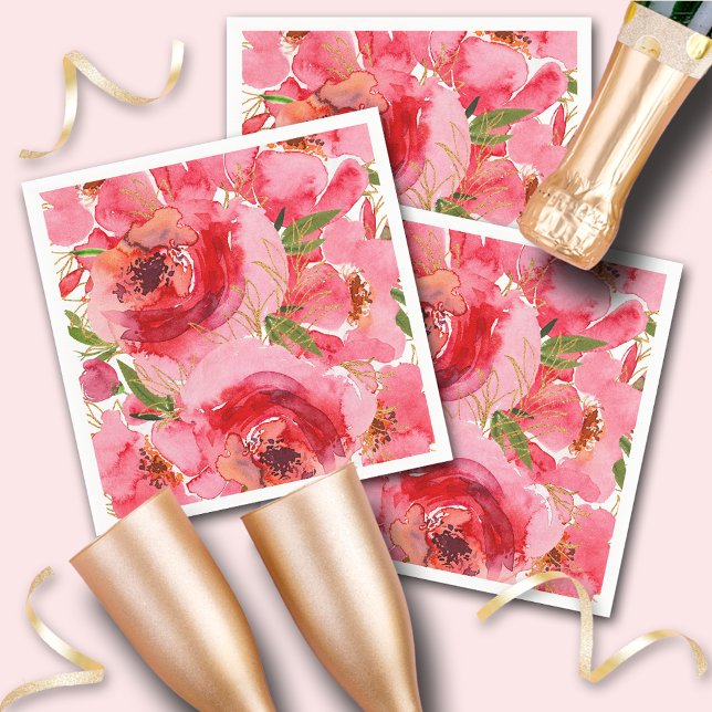 Serviette En Papier Serviettes pour Baby Shower Floral Aquarelle (Créateur téléchargé)