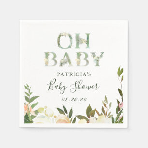 Serviette En Papier Serviettes pour Baby Shower Floral Oh Baby