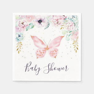 Serviette En Papier Serviettes pour baby shower papillons et fleurs pa