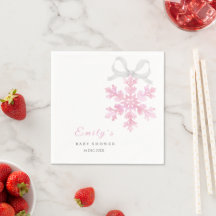 Serviettes pour Baby Shower Rose Flocon de Neige