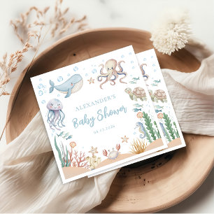 Serviette En Papier Serviettes pour Baby Shower Thème Océan Animaux So
