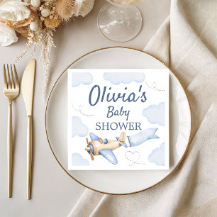 Serviette En Papier Serviettes pour Baby Shower Vintage Avion Aviateur
