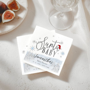 Serviette En Papier Serviettes pour bébé de Noël Santa Baby Hiver