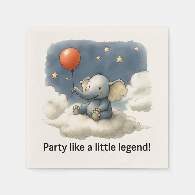 Serviette En Papier 🎈Serviettes pour célébration d'éléphant adorable  (Devant)