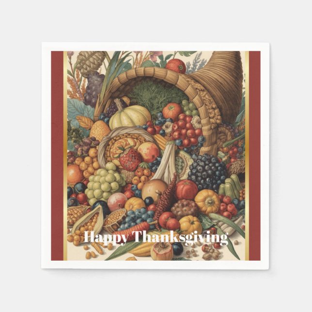 Serviette En Papier Serviettes pour corne d'abondance de Thanksgiving (Devant)