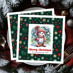 Serviette En Papier Serviettes pour enfants bonhomme de neige drôle fe