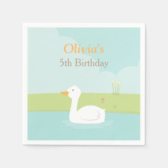 Serviette En Papier Serviettes pour fête d'anniversaire de canard blan (Devant)
