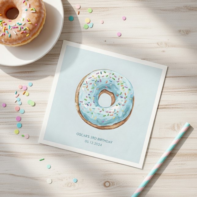 Serviette En Papier Serviettes pour fête d'anniversaire Donut | Thème  (Créateur téléchargé)