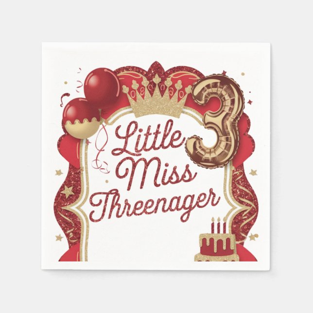 Serviette En Papier Serviettes pour fête d'anniversaire Rouge Threenag (Devant)