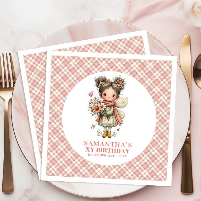 Serviette En Papier Serviettes pour fête de 1er anniversaire aux paste (Soft Pastel Fairy Cute 1st Birthday Party Napkins)