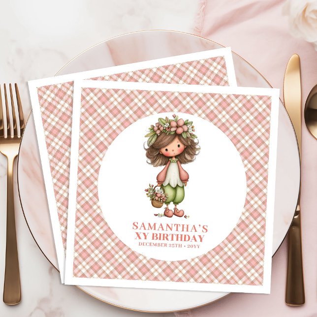 Serviette En Papier Serviettes pour fête de 3 ans, thème fée, fleurs d (Soft Floral Fairy Cute 3rd Birthday Party Napkins)