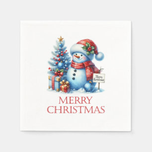 Serviette En Papier Serviettes pour fête de Noël bonhomme de neige
