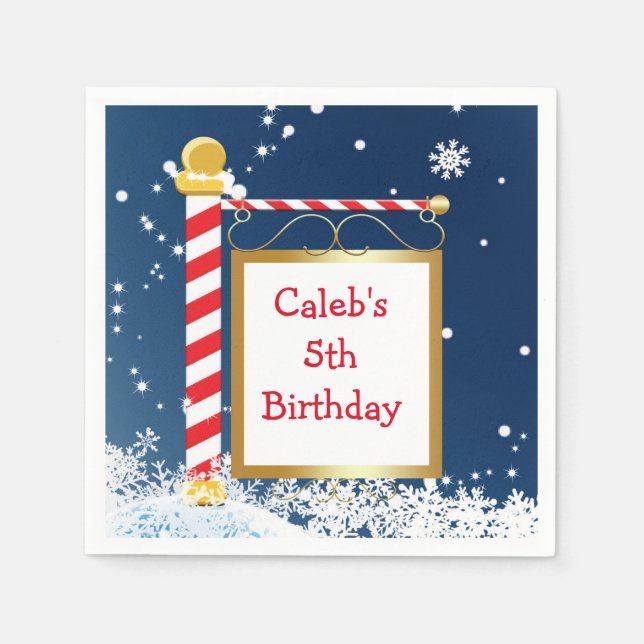 Serviette En Papier Serviettes pour fête de Noël sous la neige au pôle (Devant)