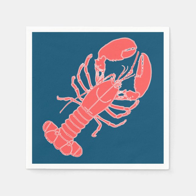 Serviette En Papier Serviettes pour fruits de mer bleu foncé homard ro (Devant)