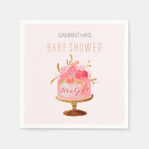Serviette En Papier Serviettes pour gâteau floral rose It's a Girl Bab