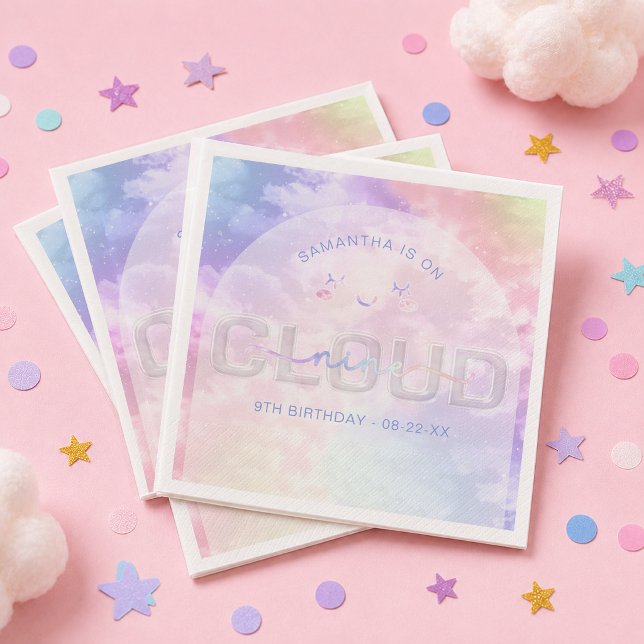 Serviette En Papier Serviettes pour le 9e anniversaire de Cloud Nine – (Cloud Themed Birthday Party Paper Napkins)