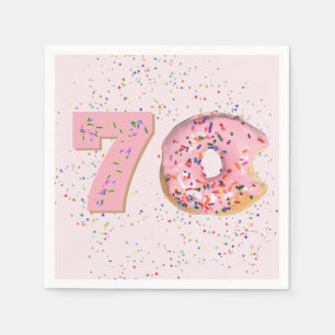 Serviette En Papier Serviettes pour les 70 ans en forme de donut rose