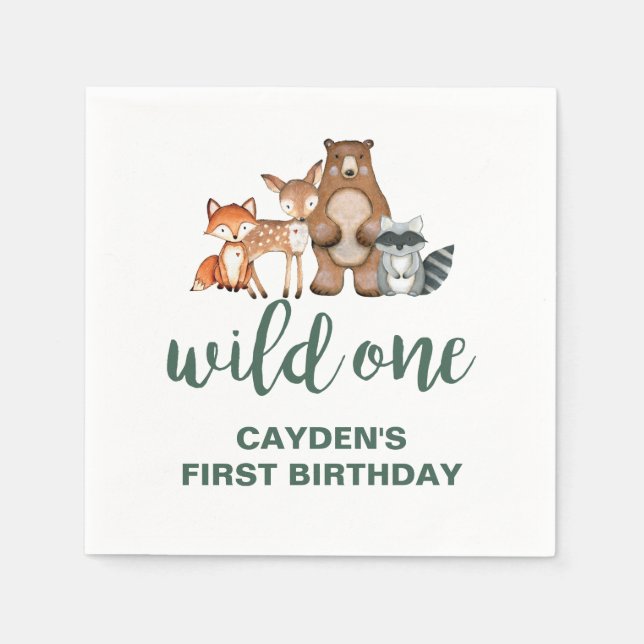Serviette En Papier Serviettes pour premier anniversaire d'animal de l (Devant)