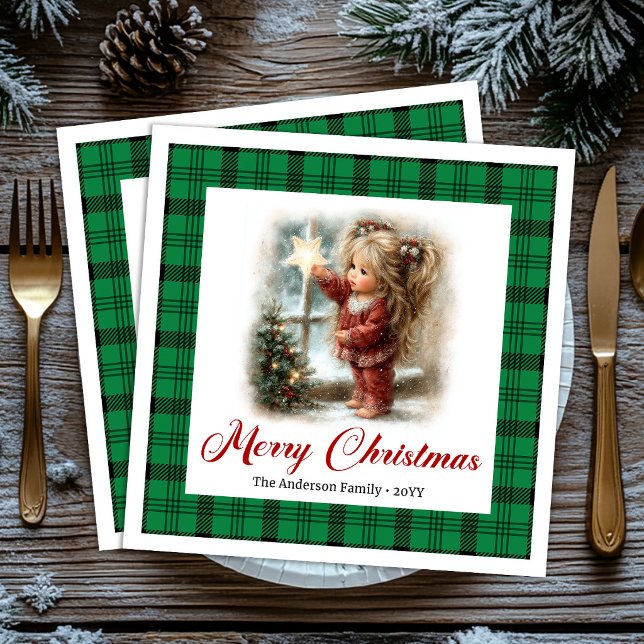 Serviette En Papier Serviettes pour scène de Noël de célébration rusti (Vintage Rustic Celebration Christmas Scene Napkins)