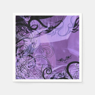 Serviette En Papier Serviettes pourpres et noires de motif de Goth