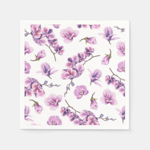 Serviette En Papier Serviettes pourpres orchidées