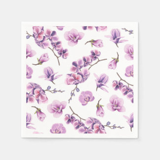 Serviette En Papier Serviettes pourpres orchidées