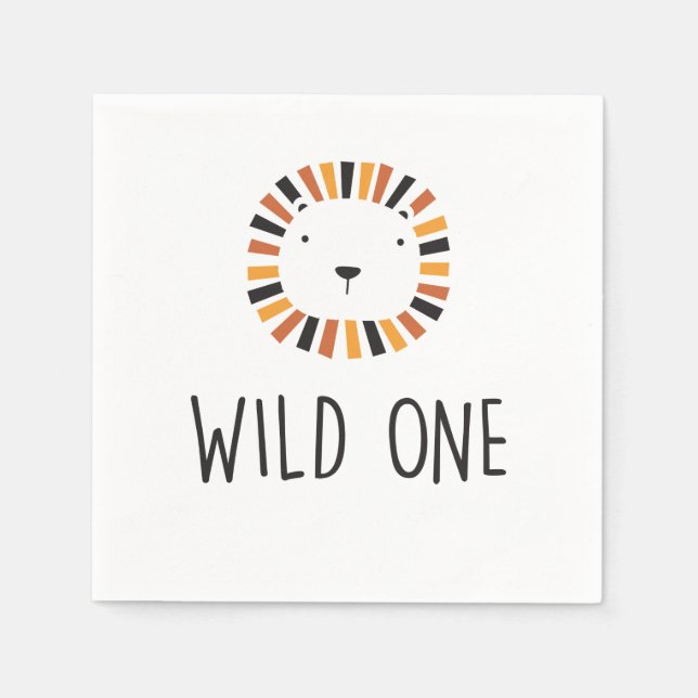 Serviette En Papier Serviettes premier anniversaire Lion fou (Devant)