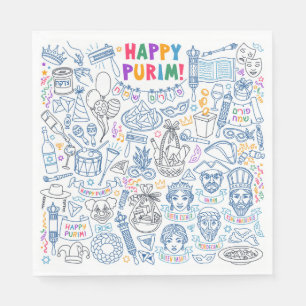 Serviette En Papier Serviettes Purim Party - Festive Juive Designs
