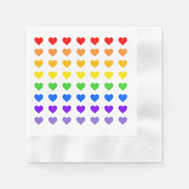Serviette En Papier Serviettes Rainbow Hearts (Devant)