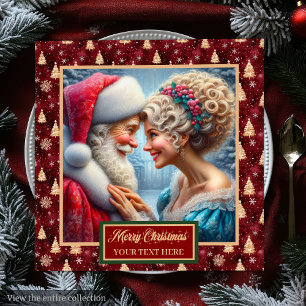 Serviette En Papier Serviettes Red Gold Green Holiday M & Mme Claus