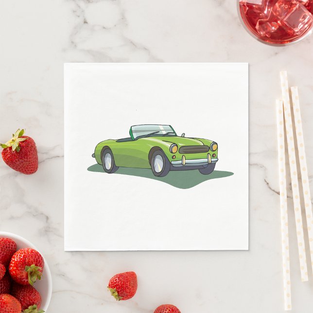 Serviette En Papier Serviettes Retro Convertible Green Car (Créateur téléchargé)