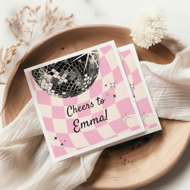 Serviette En Papier Serviettes Retro Disco Personnalisées - Pink À dam (Créateur téléchargé)