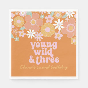 Serviette En Papier Serviettes Retro Floral Young Wild Trois anniversa