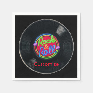 Serviette En Papier Serviettes Retro Rock et Roll Vinyl personnalisée