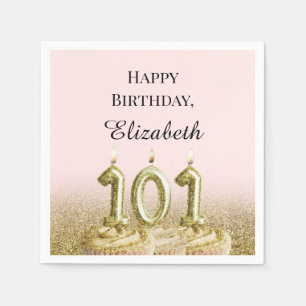 Serviette En Papier Serviettes rose et or pour 101e anniversaire