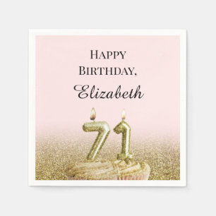 Serviette En Papier Serviettes rose et or pour 71e anniversaire