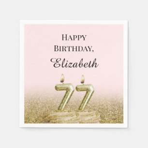 Serviette En Papier Serviettes rose et or pour 77e anniversaire
