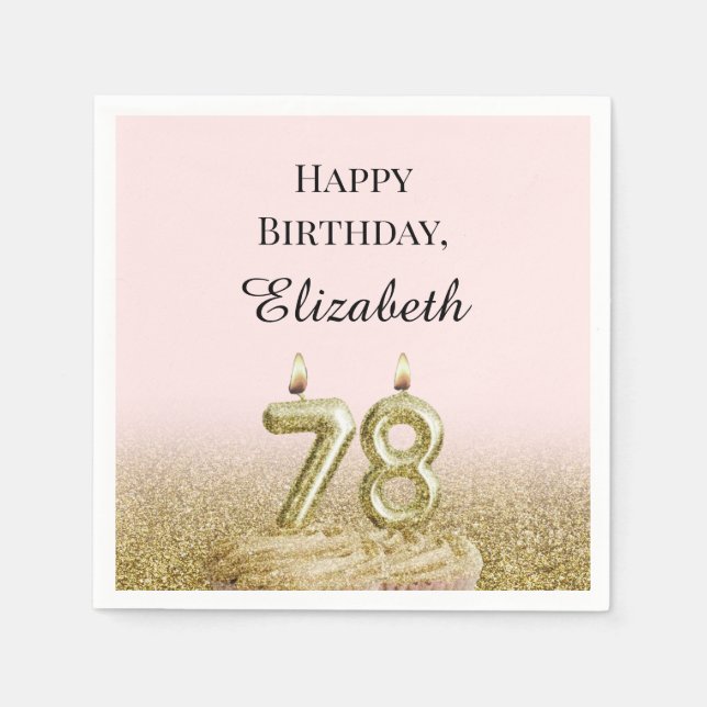 Serviette En Papier Serviettes rose et or pour 78e anniversaire (Devant)