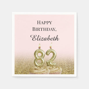 Serviette En Papier Serviettes rose et or pour 82e anniversaire