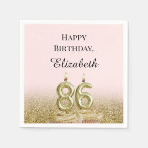 Serviette En Papier Serviettes rose et or pour 86e anniversaire