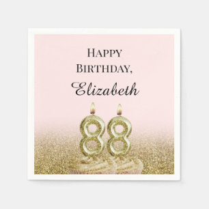 Serviette En Papier Serviettes rose et or pour 88e anniversaire