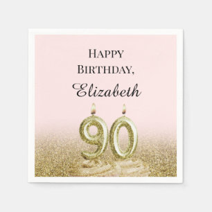 Serviette En Papier Serviettes rose et or pour 90e anniversaire