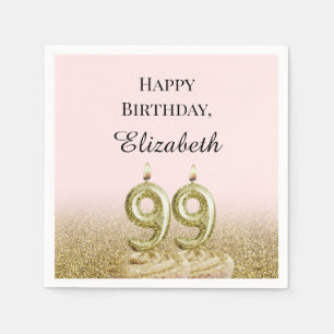 Serviette En Papier Serviettes rose et or pour 99e anniversaire
