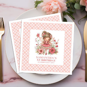Serviette En Papier Serviettes Rose Pâle pour 4ème Anniversaire de Fée