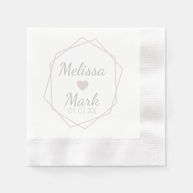 Serviette En Papier Serviettes roses à monogramme et forme géométrique (Devant)